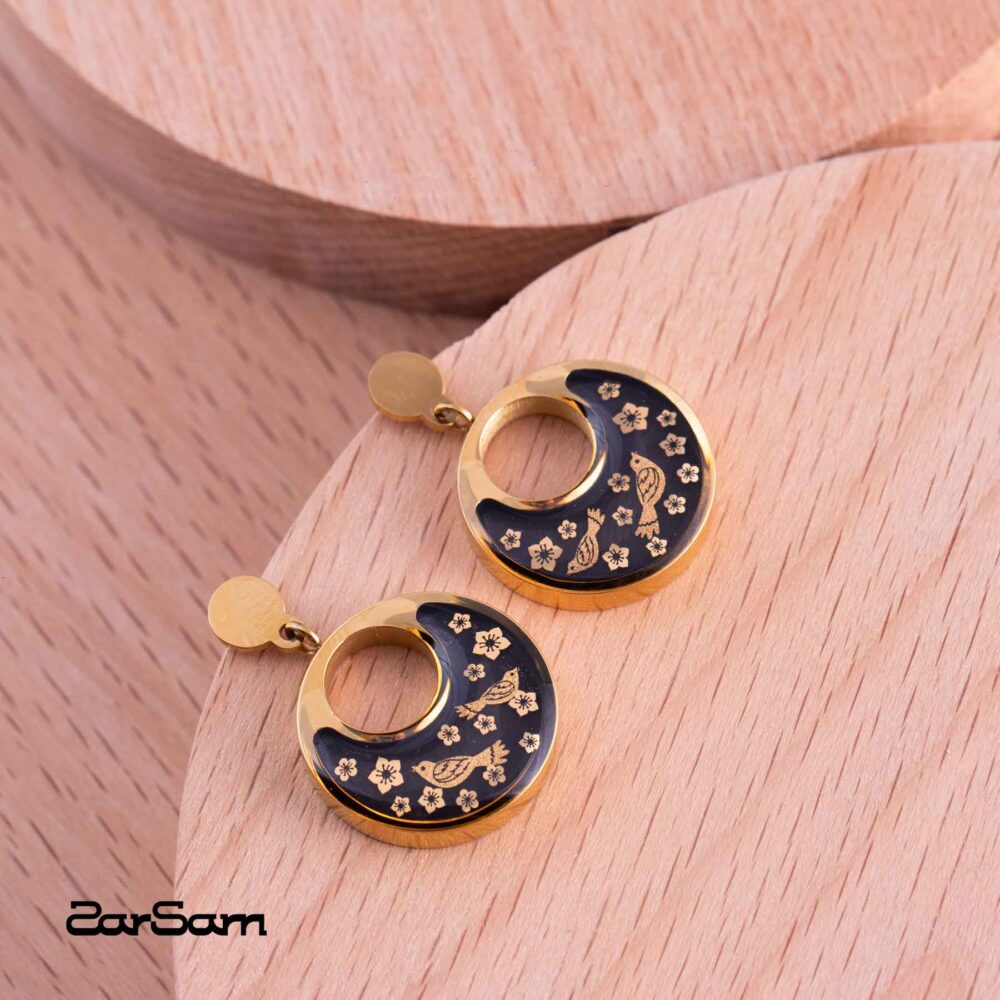 گوشواره زنانه کژال با ورق طلا سری آیلا - 2