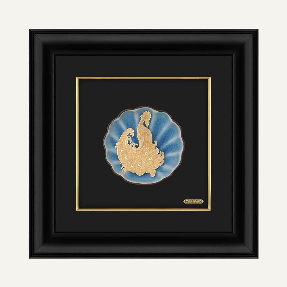 تابلو طلا طبیعت طاووس