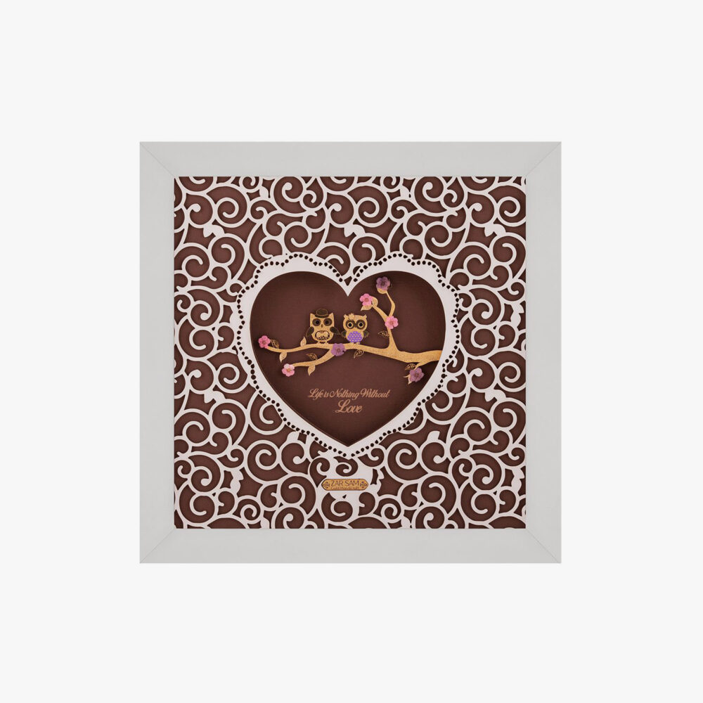 تابلو طلا فانتزی جغد عاشق - 1