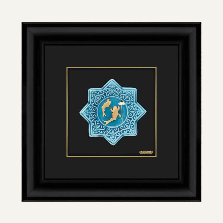 تابلو طلا طبیعت برکه کاشی