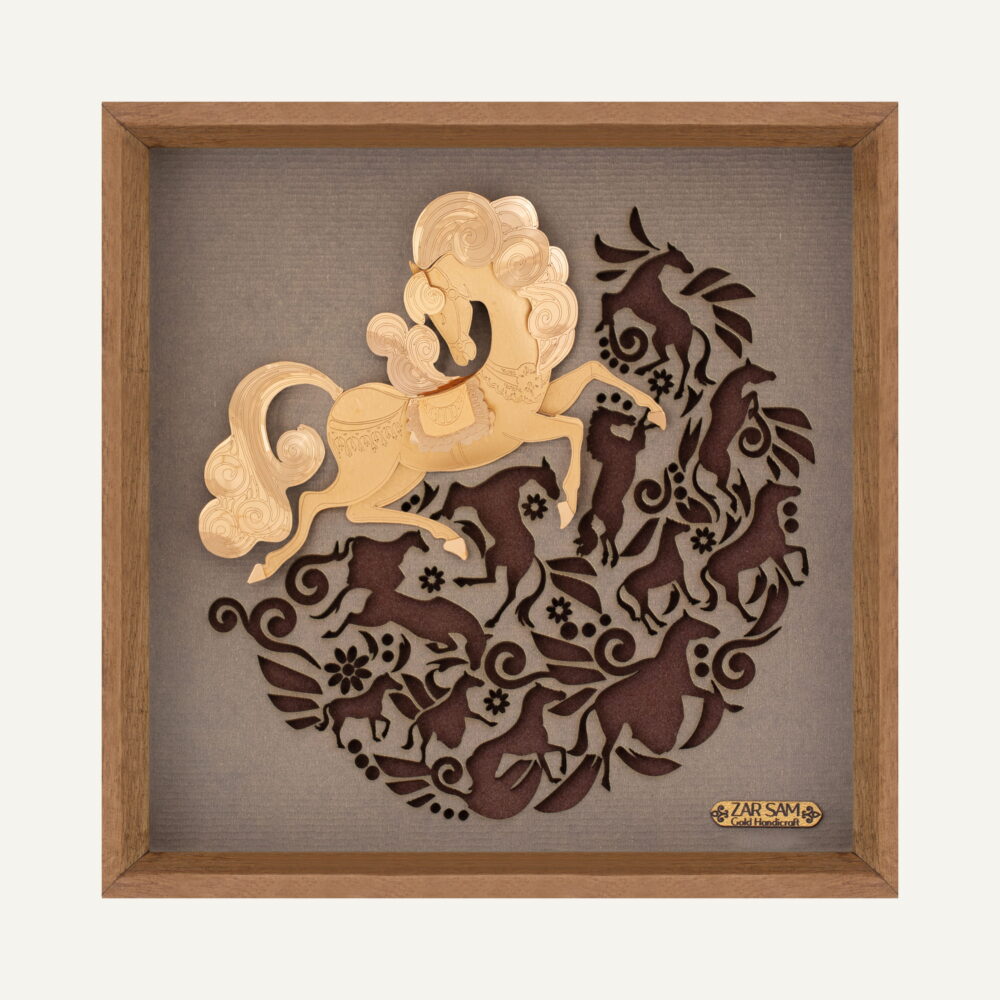 تابلو طلا طبیعت رخش