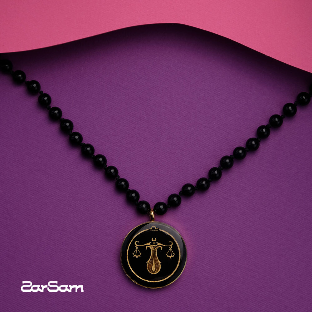 گردنبند مردانه مهر با ورق طلا و سنگ سری مانی کلاسیک - 2