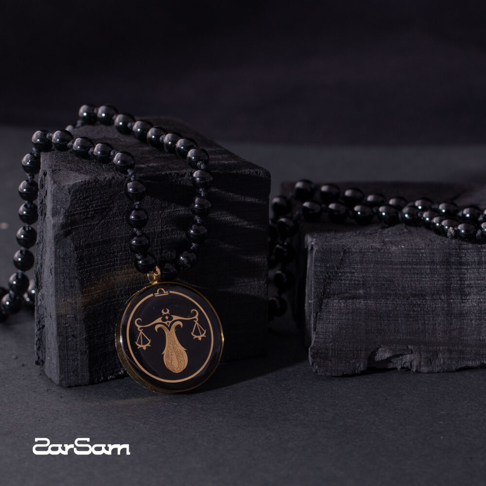 گردنبند مردانه مهر با ورق طلا و سنگ سری مانی کلاسیک - 3