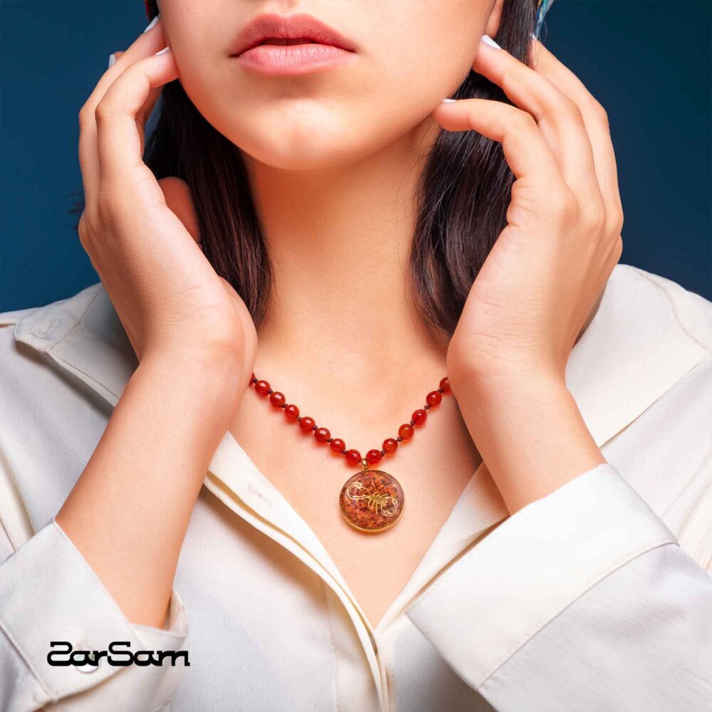 گردنبند زنانه آبان با ورق طلا و سنگ سری مانی کلاسیک - 2