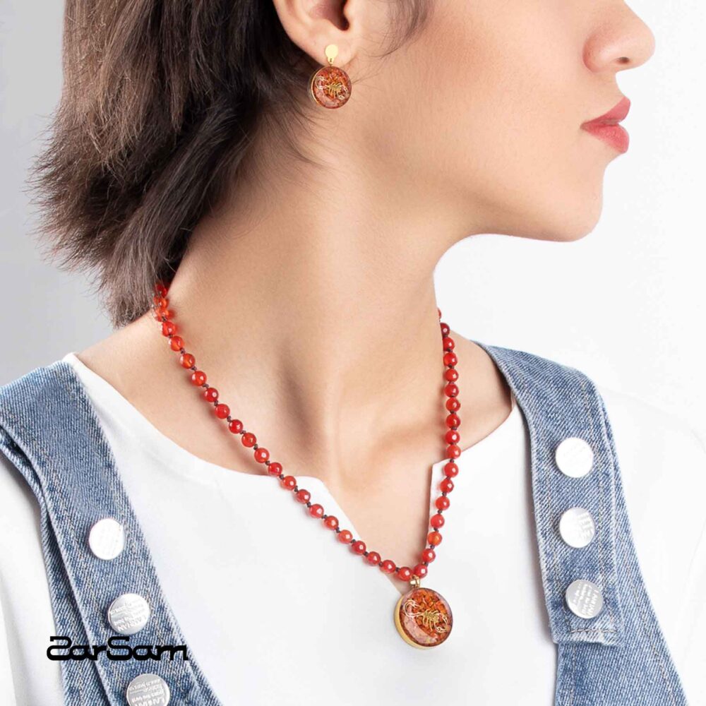 گردنبند زنانه آبان با ورق طلا و سنگ سری مانی کلاسیک - 3