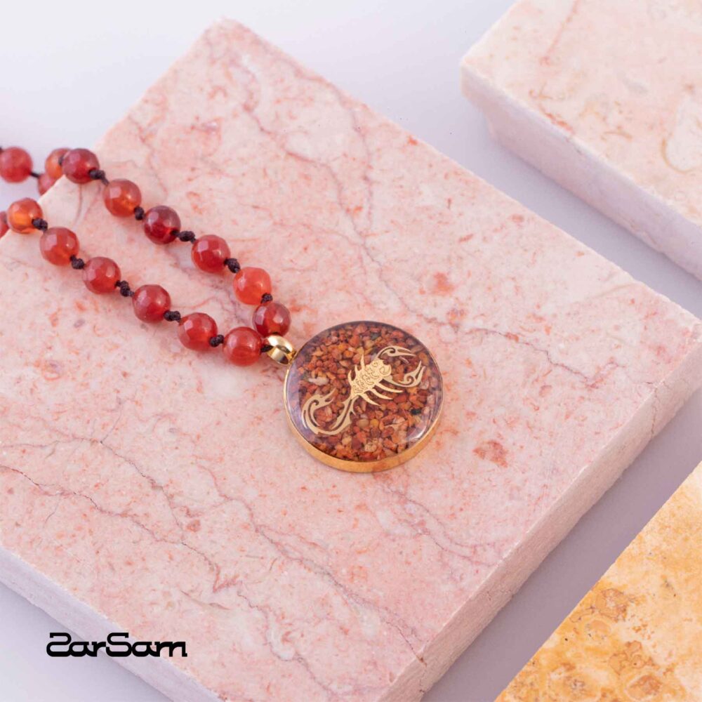 گردنبند زنانه آبان با ورق طلا و سنگ سری مانی کلاسیک - 4