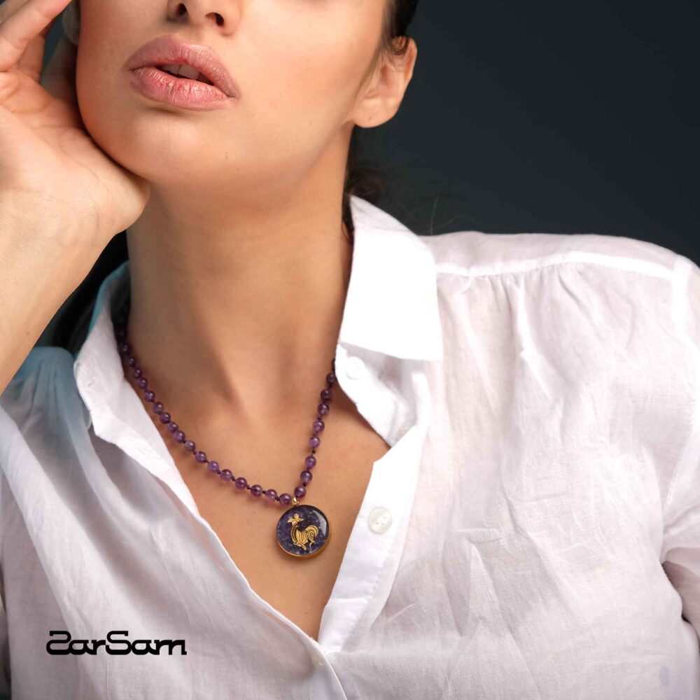 گردنبند زنانه آذر با ورق طلا و سنگ سری مانی کلاسیک - 2