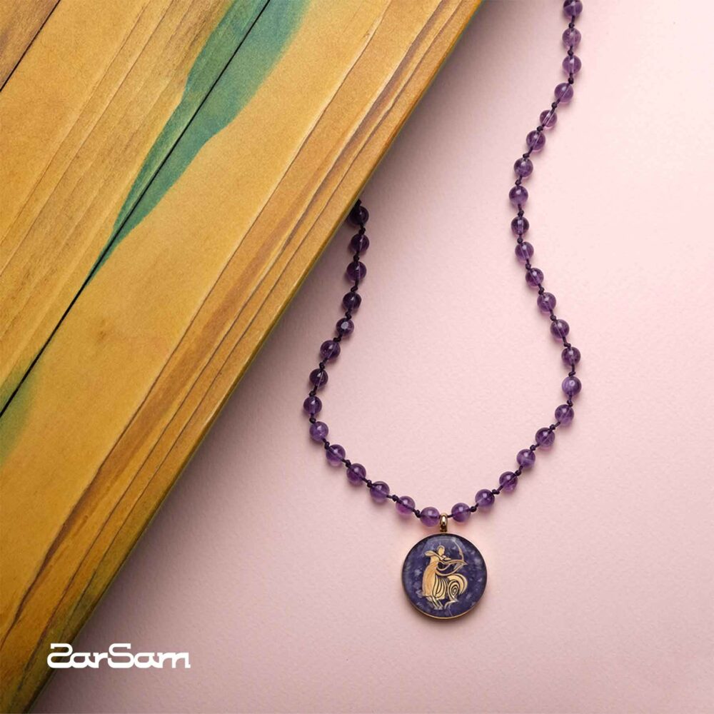 گردنبند زنانه آذر با ورق طلا و سنگ سری مانی کلاسیک - 3