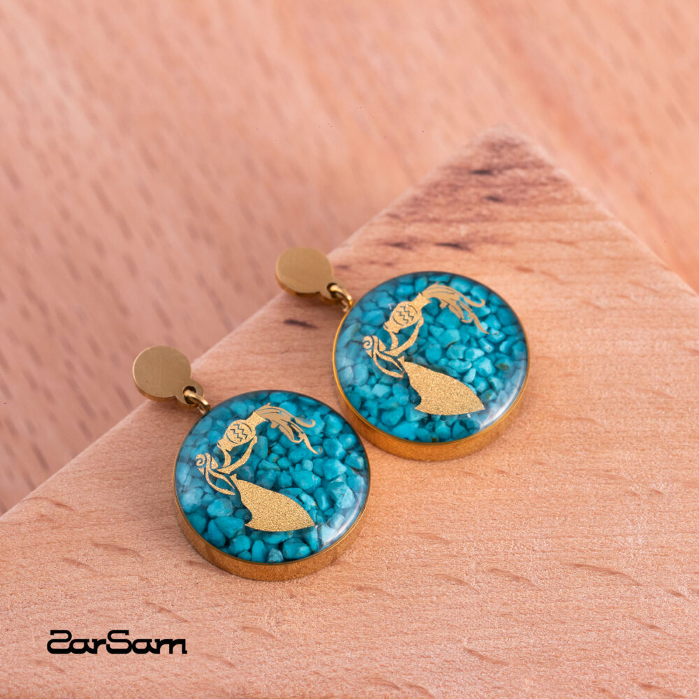 گوشواره زنانه بهمن با ورق طلا سری مانی کلاسیک - 3