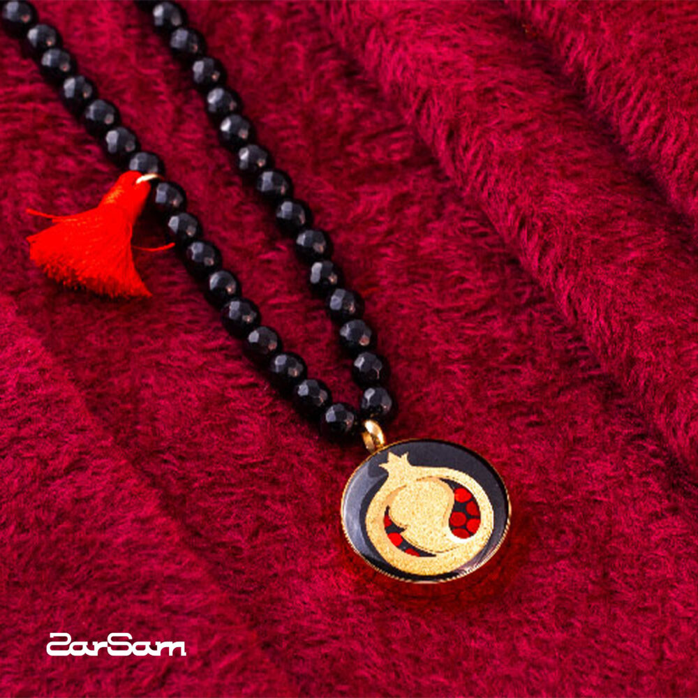 گردنبند زنانه انار با ورق طلا و سنگ سری مانی کلاسیک - 3