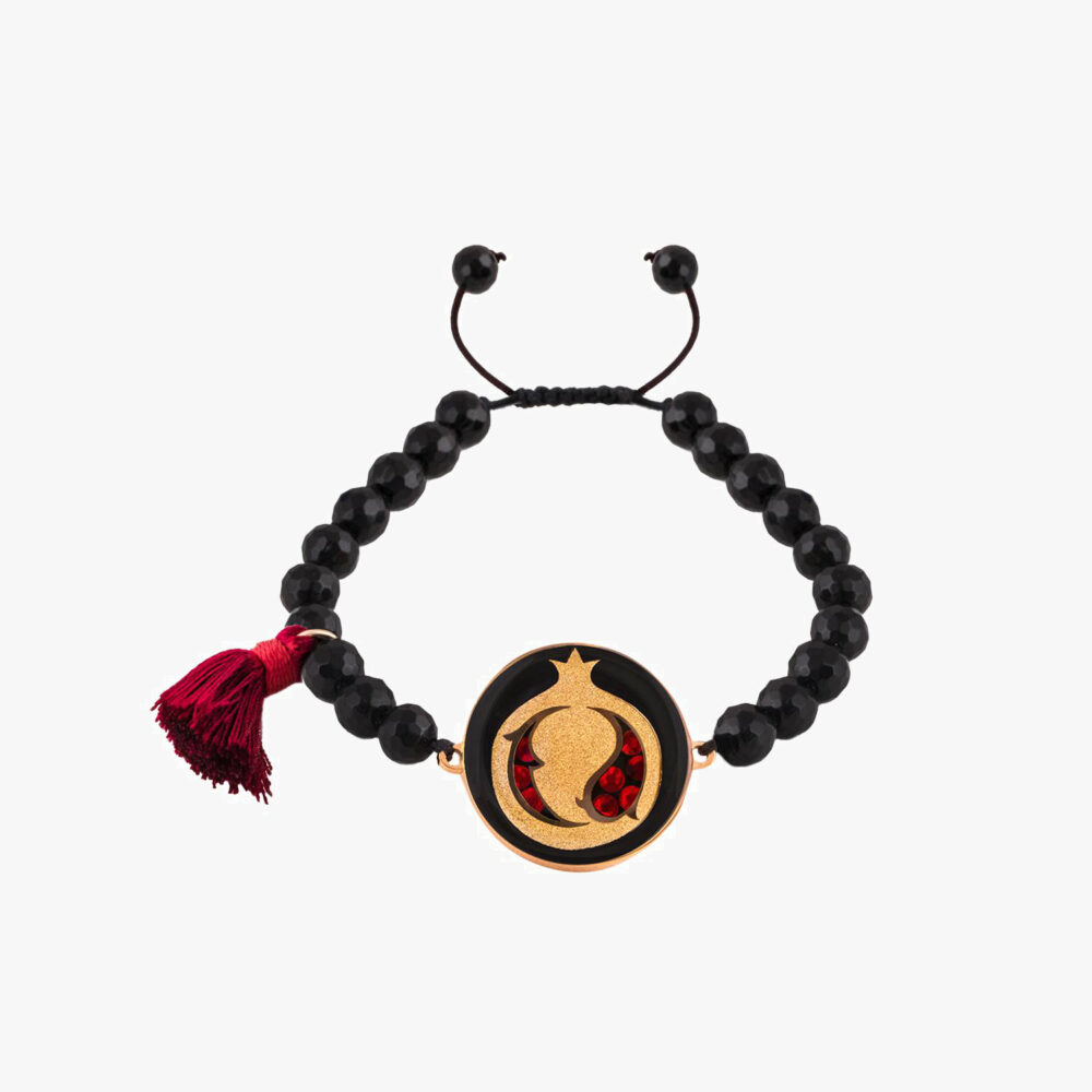 دستبند زنانه انار با ورق طلا و سنگ سری مانی کلاسیک - 1