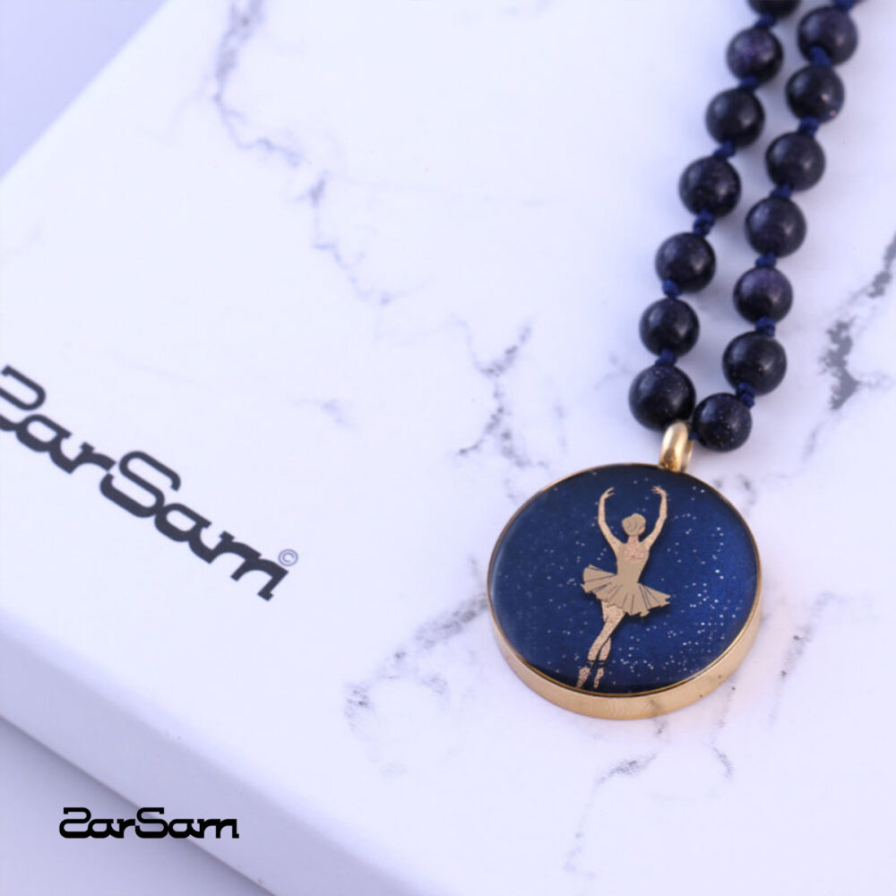 گردنبند زنانه بالرین با ورق طلا و سنگ سری مانی کلاسیک - 3