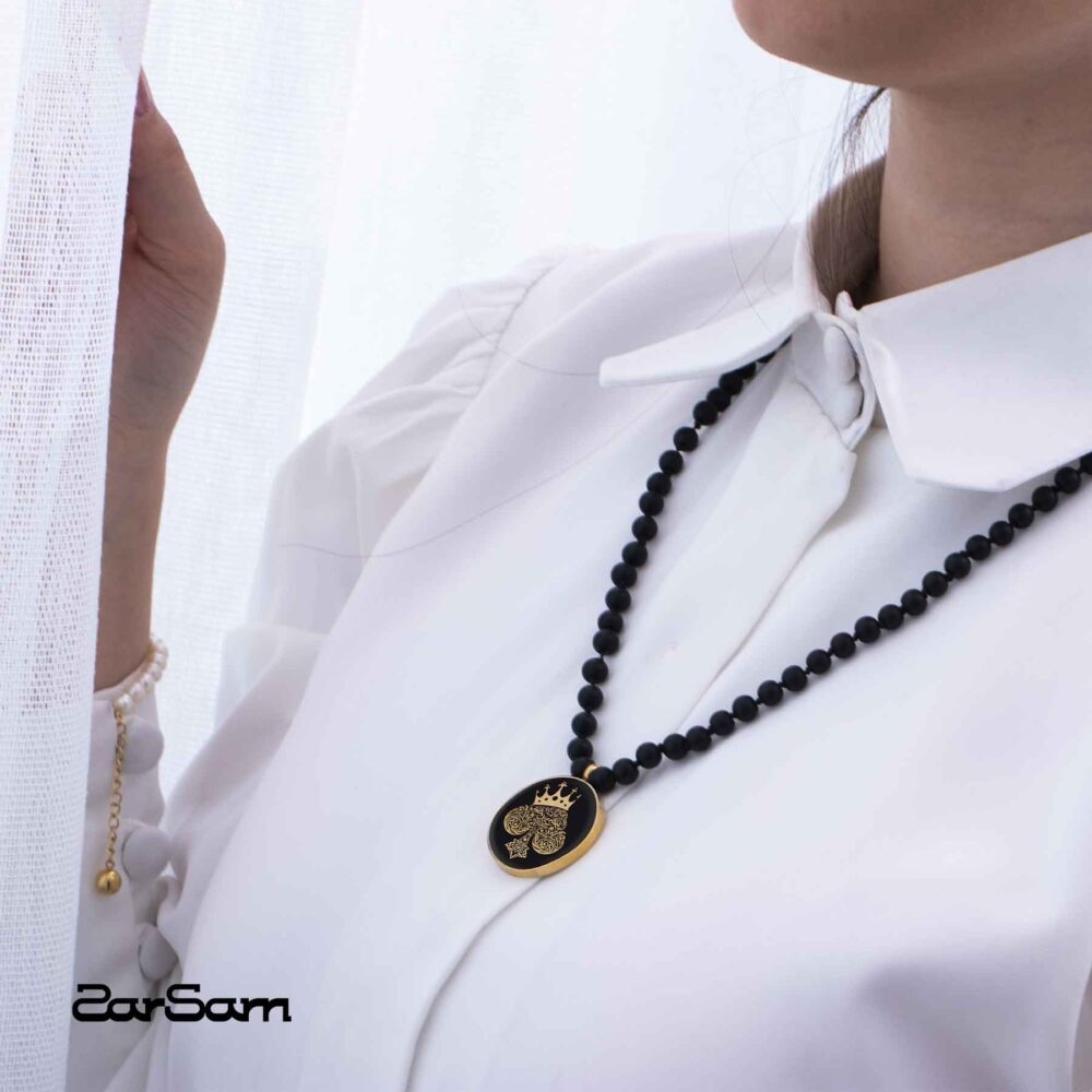 گردنبند مردانه پیک با ورق طلا و سنگ سری مانی کلاسیک - 3