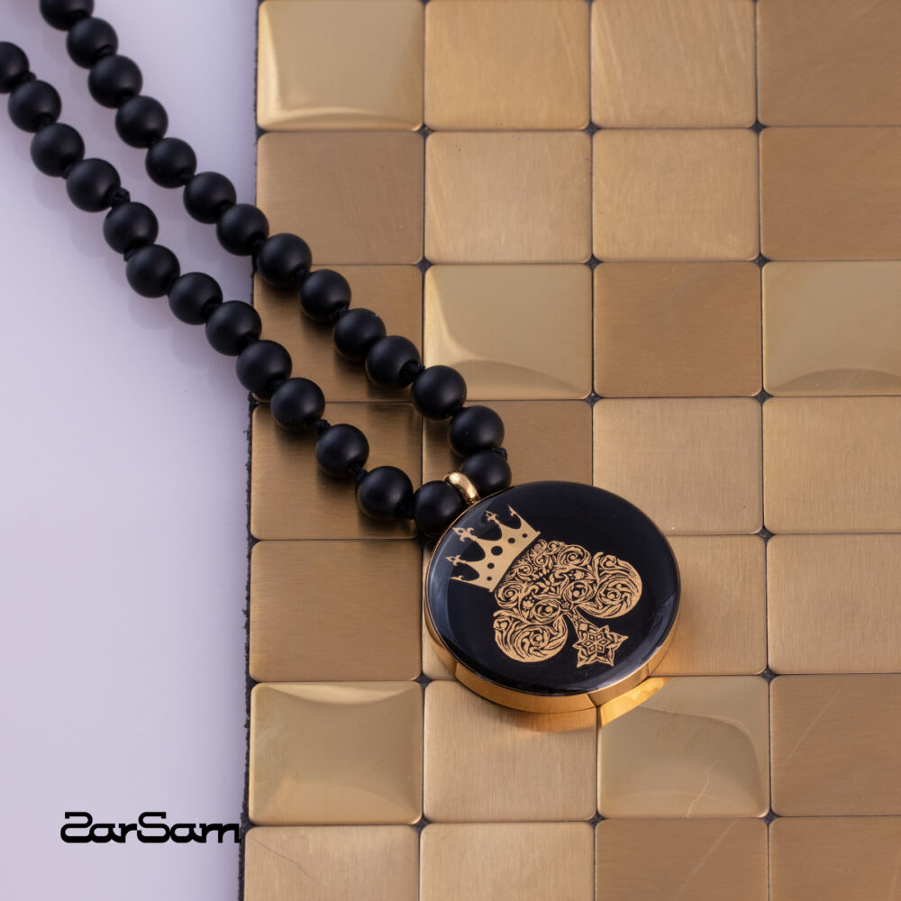 گردنبند مردانه پیک با ورق طلا و سنگ سری مانی کلاسیک - 2