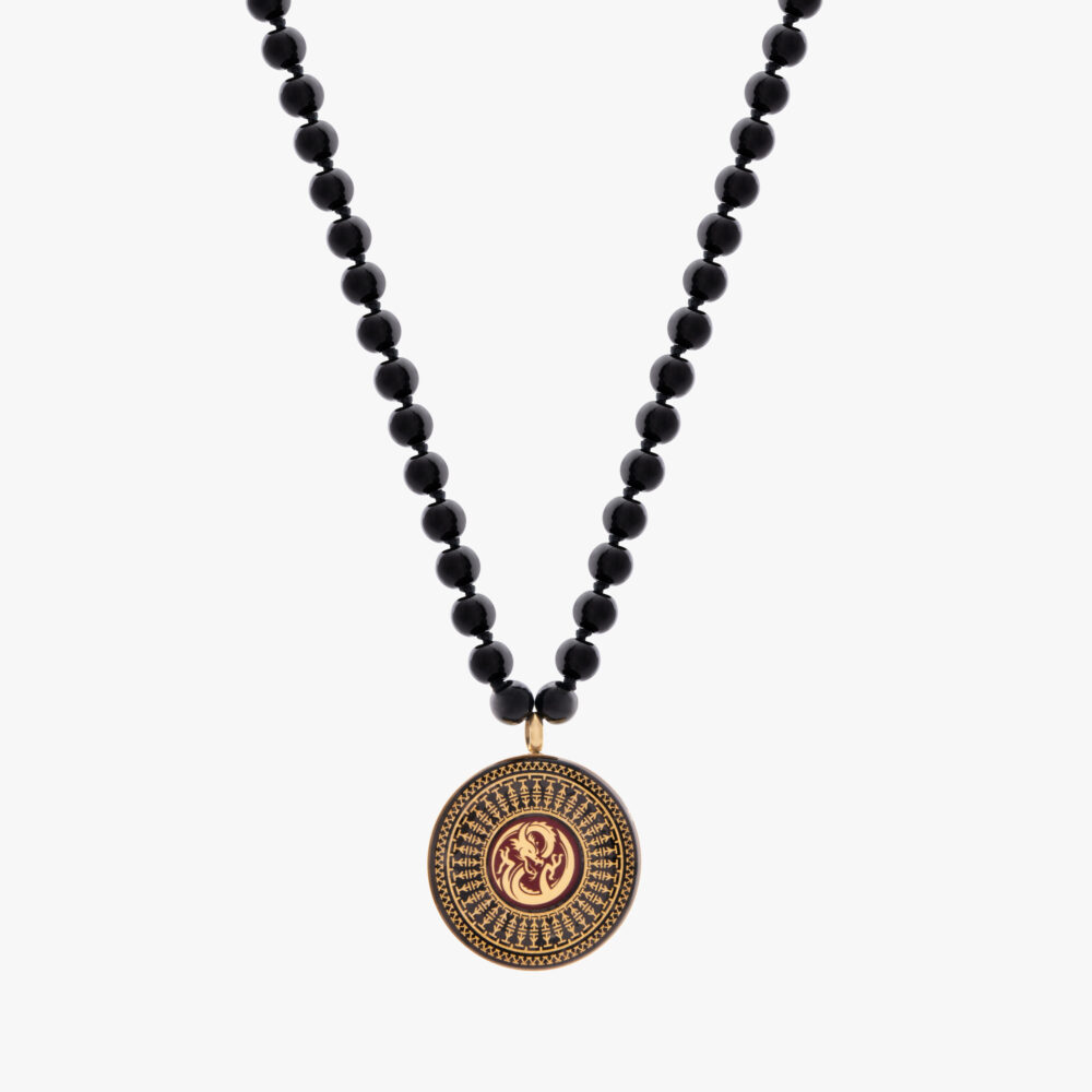 10007075-G گردنبند اژدها با ورق طلا و سنگ سری مانی کلاسیک - 1