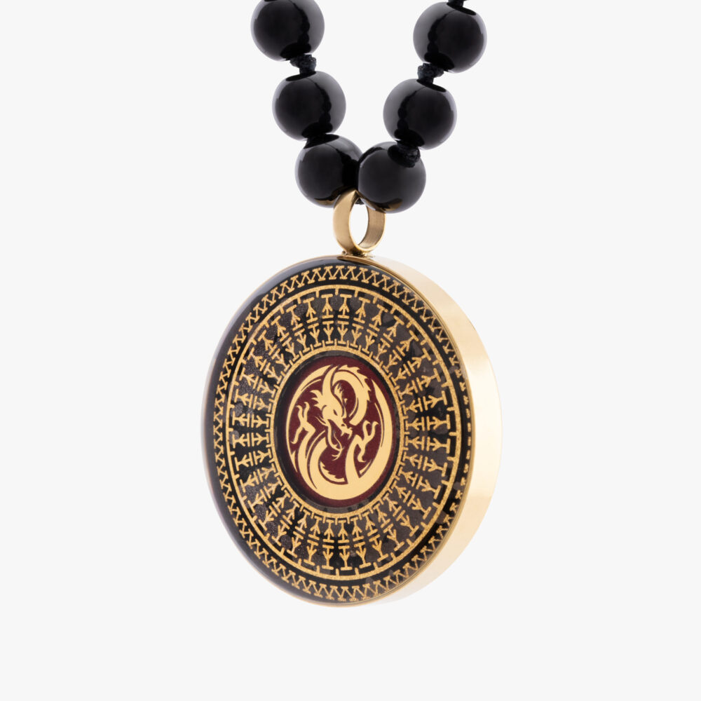 گردنبند اژدها با ورق طلا و سنگ سری مانی کلاسیک - 2