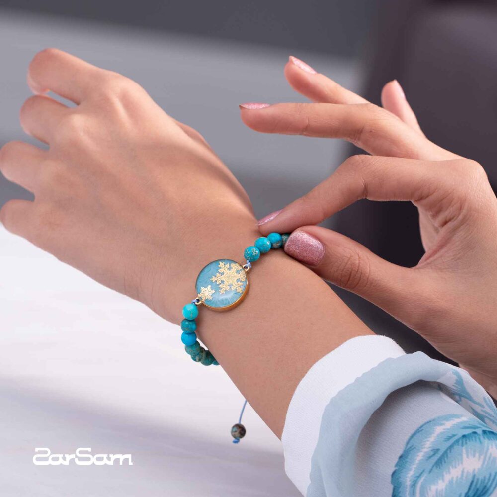 دستبند زنانه زمستان با ورق طلا و سنگ سری مانی کلاسیک - 3