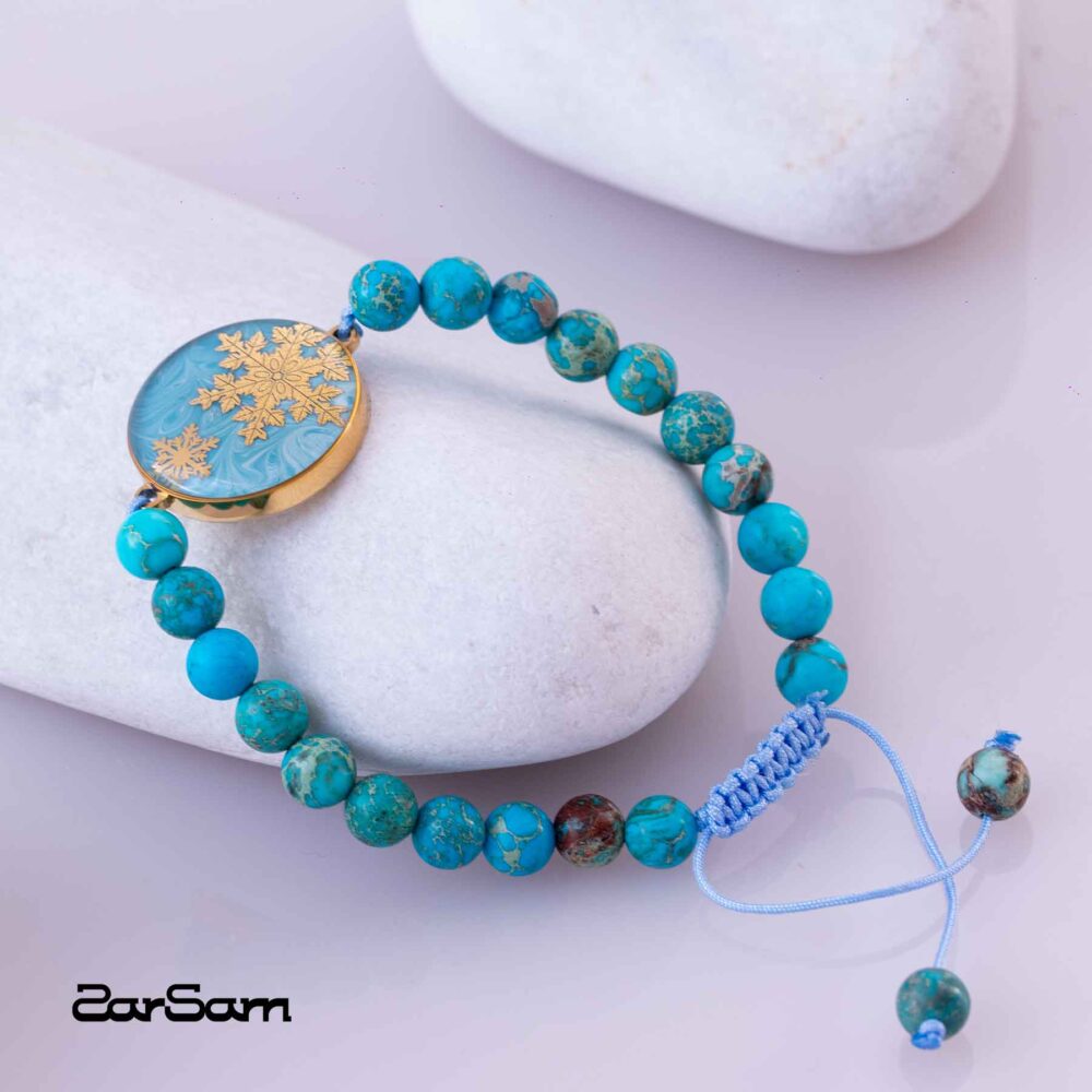 دستبند زنانه زمستان با ورق طلا و سنگ سری مانی کلاسیک - 2