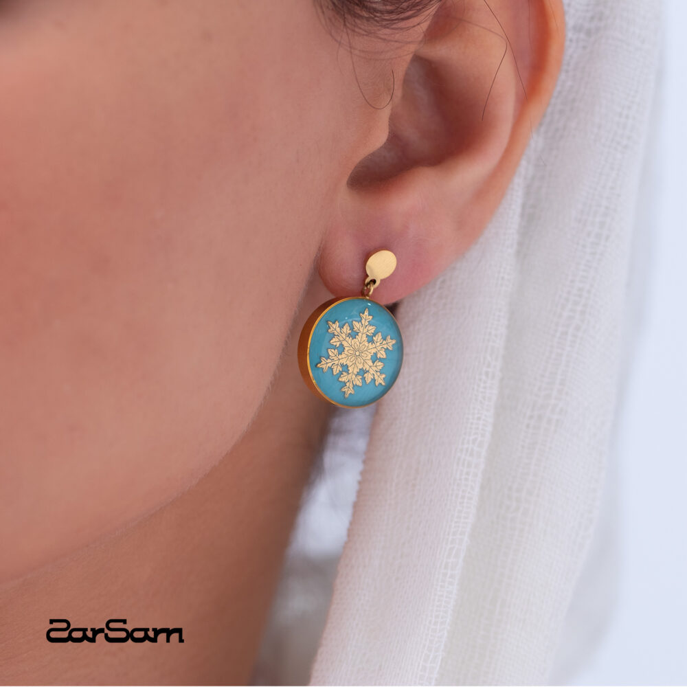 گوشواره زنانه زمستان با ورق طلا سری مانی کلاسیک - 2