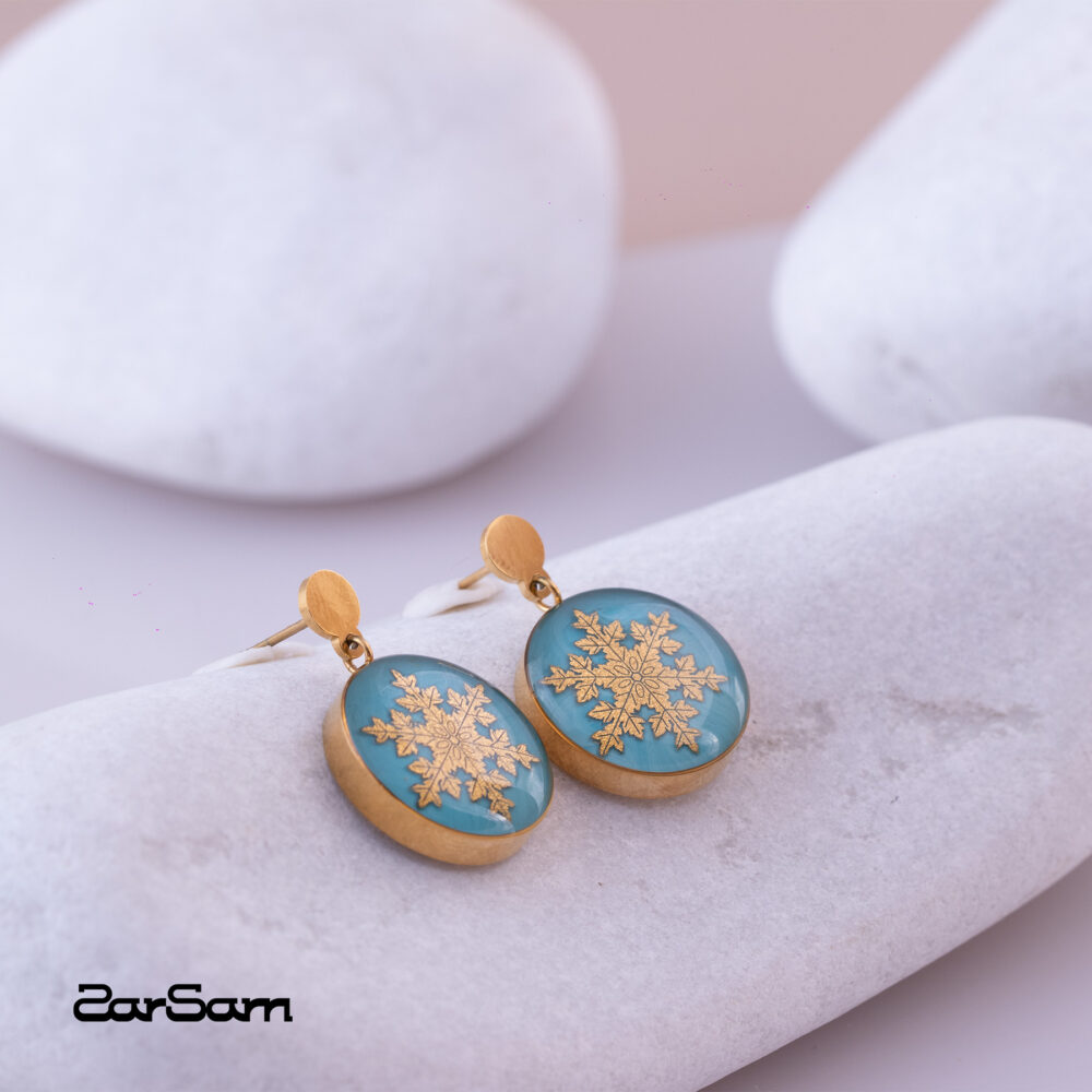 گوشواره زنانه زمستان با ورق طلا سری مانی کلاسیک - 3