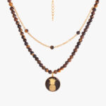 گردنبند زنانه آناناس با ورق طلا و سنگ سری مانی کلاسیک