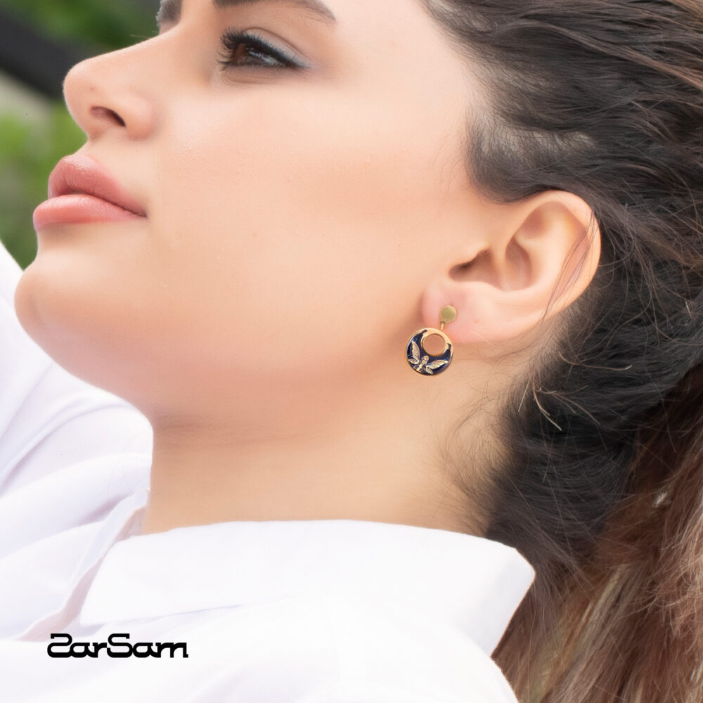 گوشواره زنانه خیال با ورق طلا سری آیلا - 2