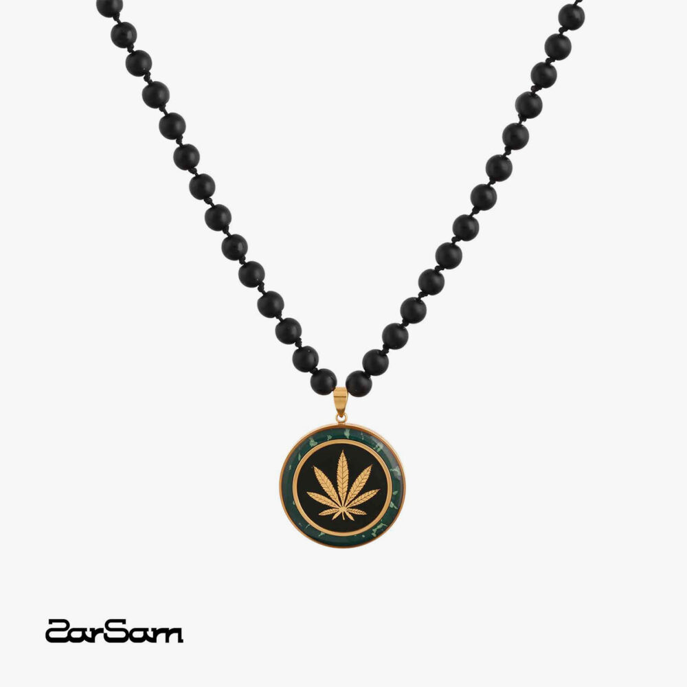 گردنبند مردانه شادان با ورق طلا و سنگ سری مانی کلاسیک - 1