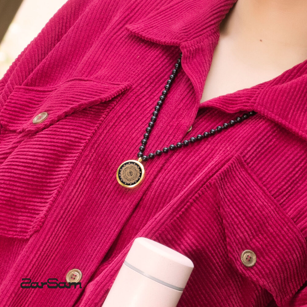 گردنبند زنانه ان یکاد با ورق طلا و سنگ سری لاکت - 2