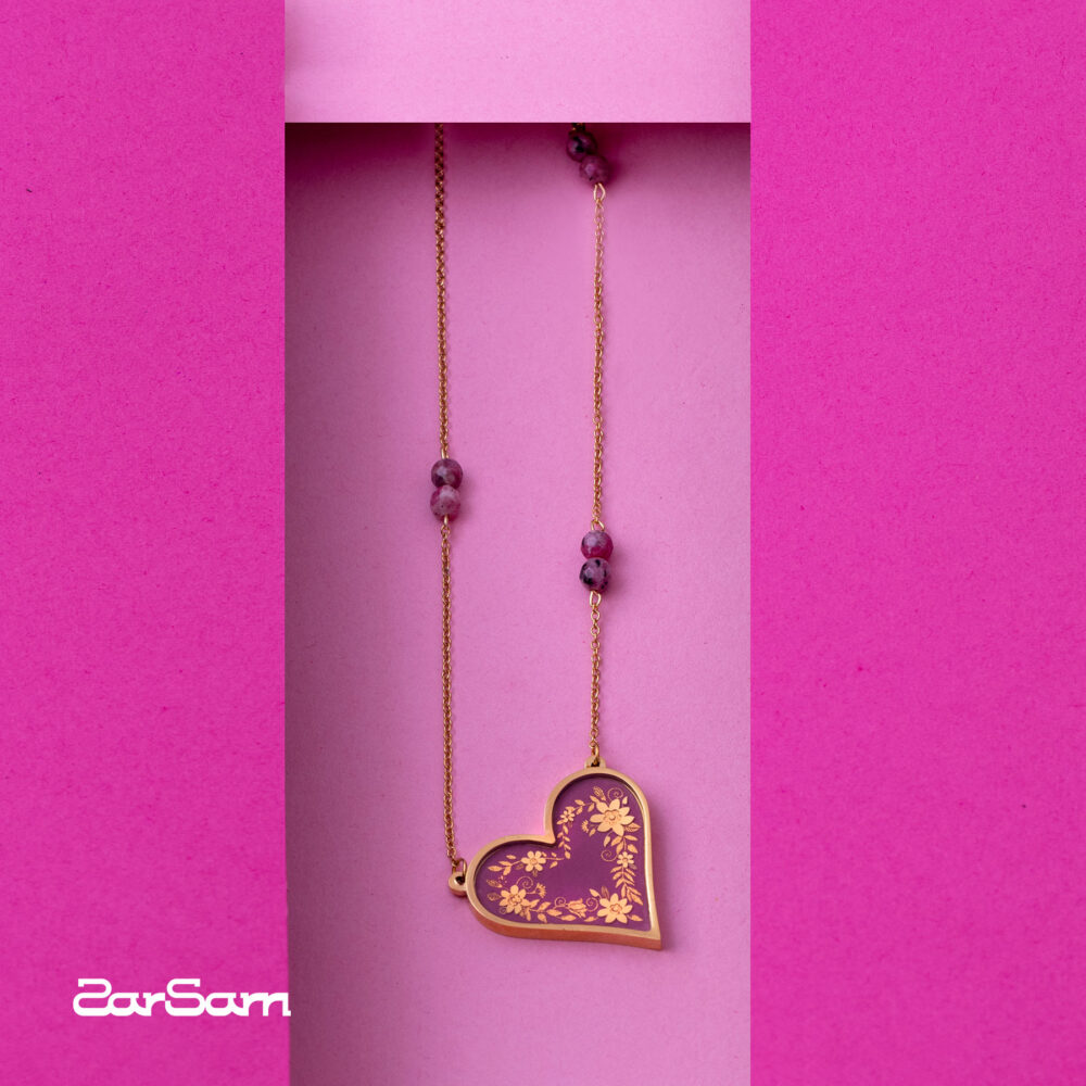 گردنبند زنانه بوستان گل با ورق طلا و زنجیر سری جانا - 2