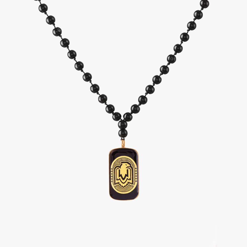 گردنبند مردانه عقاب با ورق طلا و سنگ سری ایستا - 1