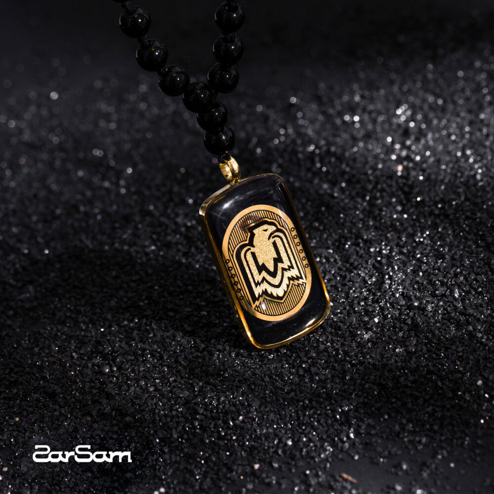 گردنبند مردانه عقاب با ورق طلا و سنگ سری ایستا - 3