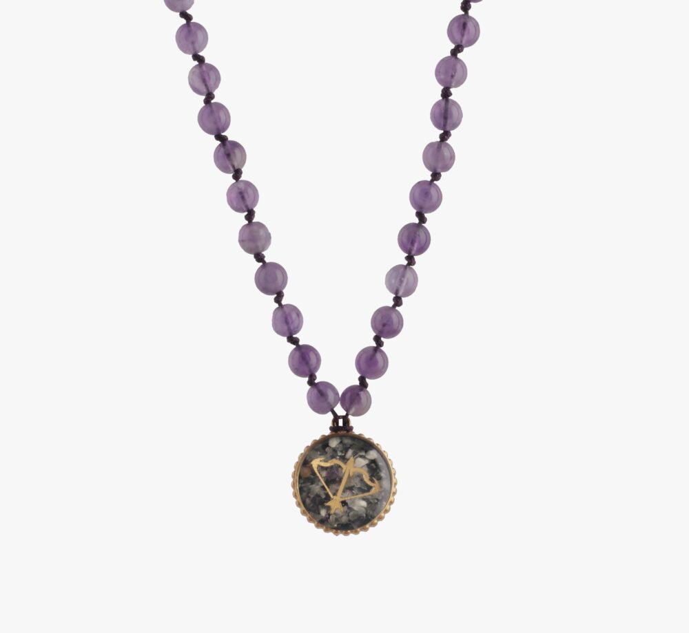 گردنبند زنانه آذر با ورق طلا و سنگ سری مانی گره ای قفل دار - 1