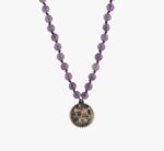 گردنبند زنانه آذر با ورق طلا و سنگ سری مانی گره ای قفل دار