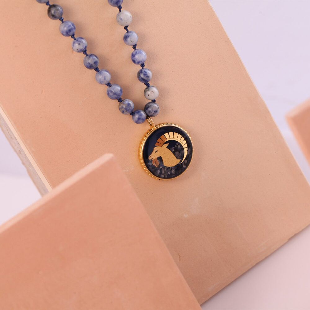 گردنبند دی مانی گره ای قفل دار لاجورد - 3