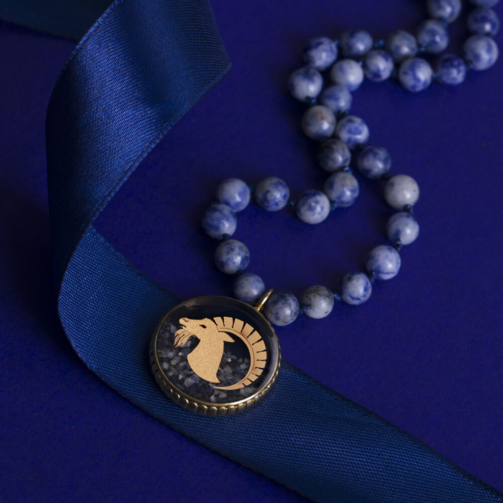 گردنبند دی مانی گره ای قفل دار لاجورد - 2