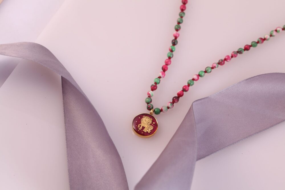 گردنبند بچه گانه یونیکرن با ورق طلا و سنگ سری مانی کلاسیک - 2