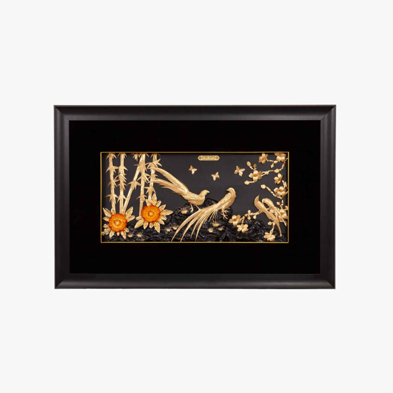 تابلو طلا طبیعت سیمرغ دوتایی - 1