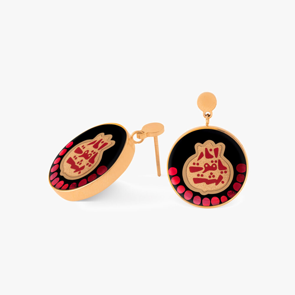 گوشواره زنانه یاقوت با ورق طلا سری مانی کلاسیک - 1