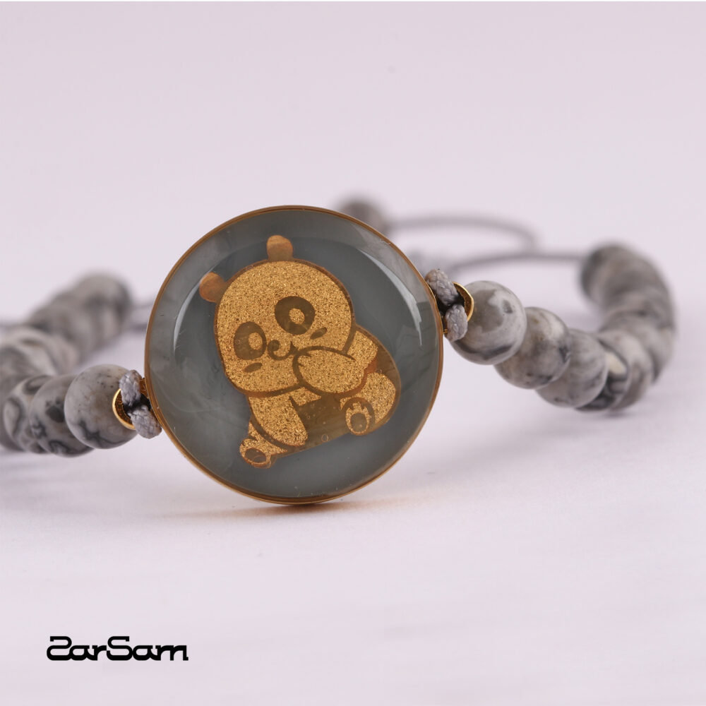 دستبند بچه گانه پاندا با ورق طلا و سنگ سری مانی کلاسیک - 2