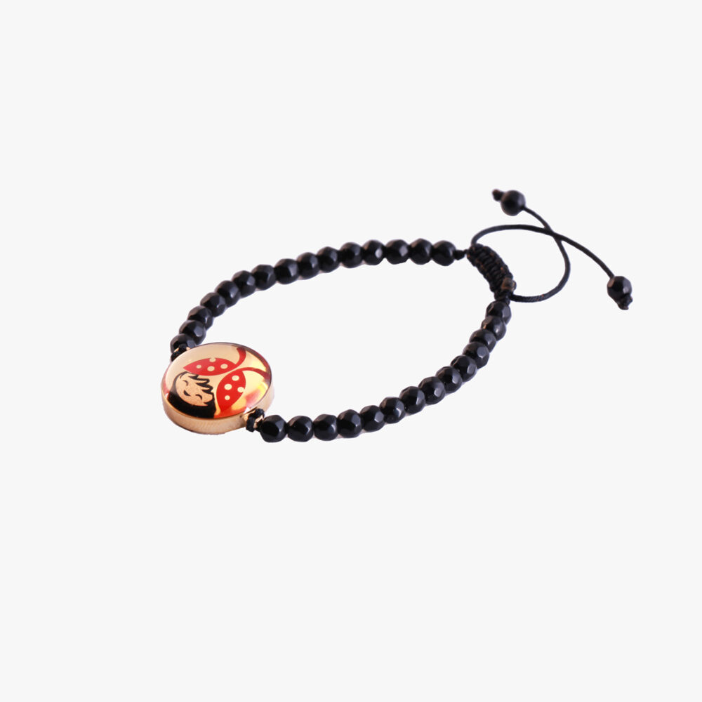 دستبند زنانه کفشدوزک با ورق طلا و سنگ سری مانی کلاسیک - 1