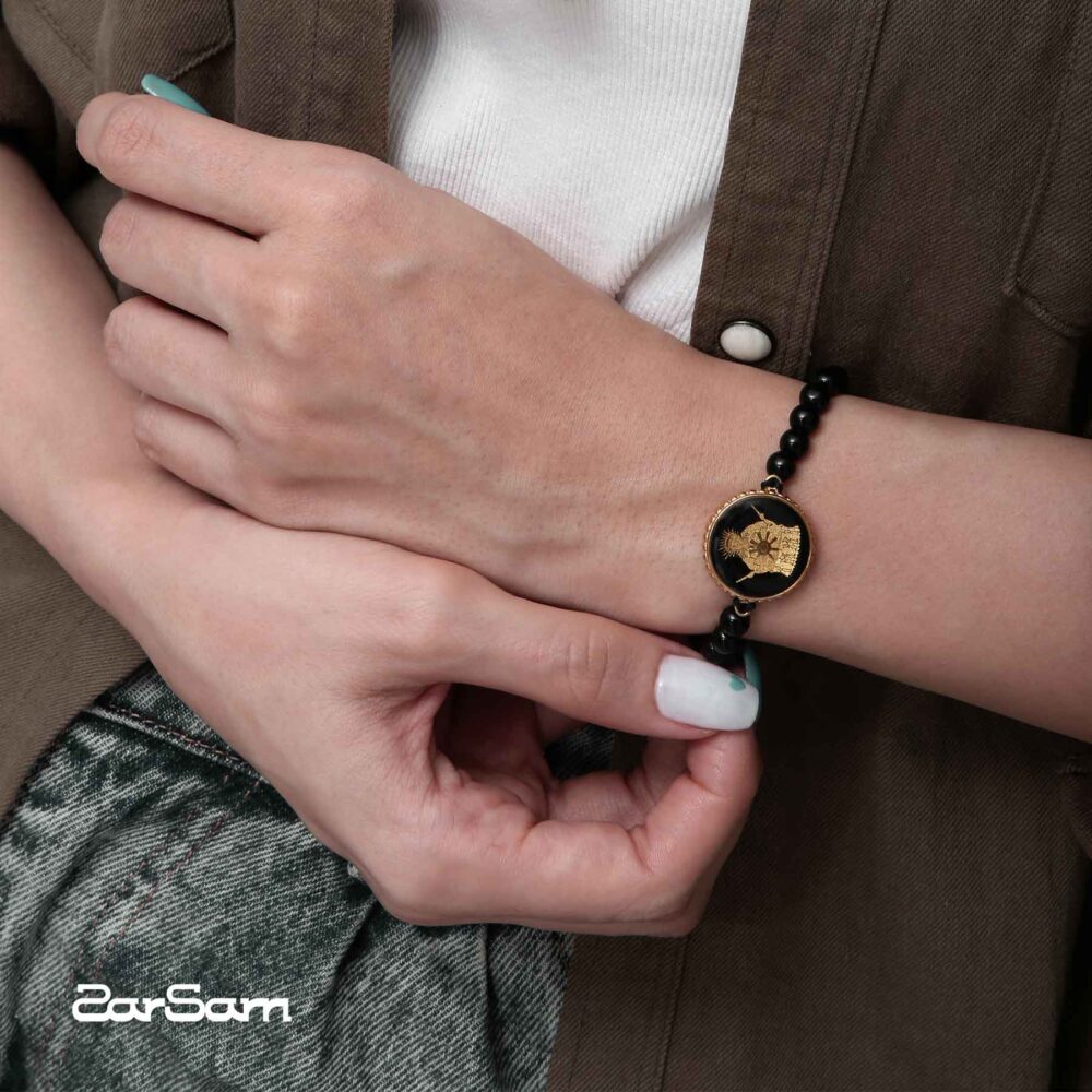 دستبند مردانه تاج با ورق طلا و سنگ سری مانی - 2