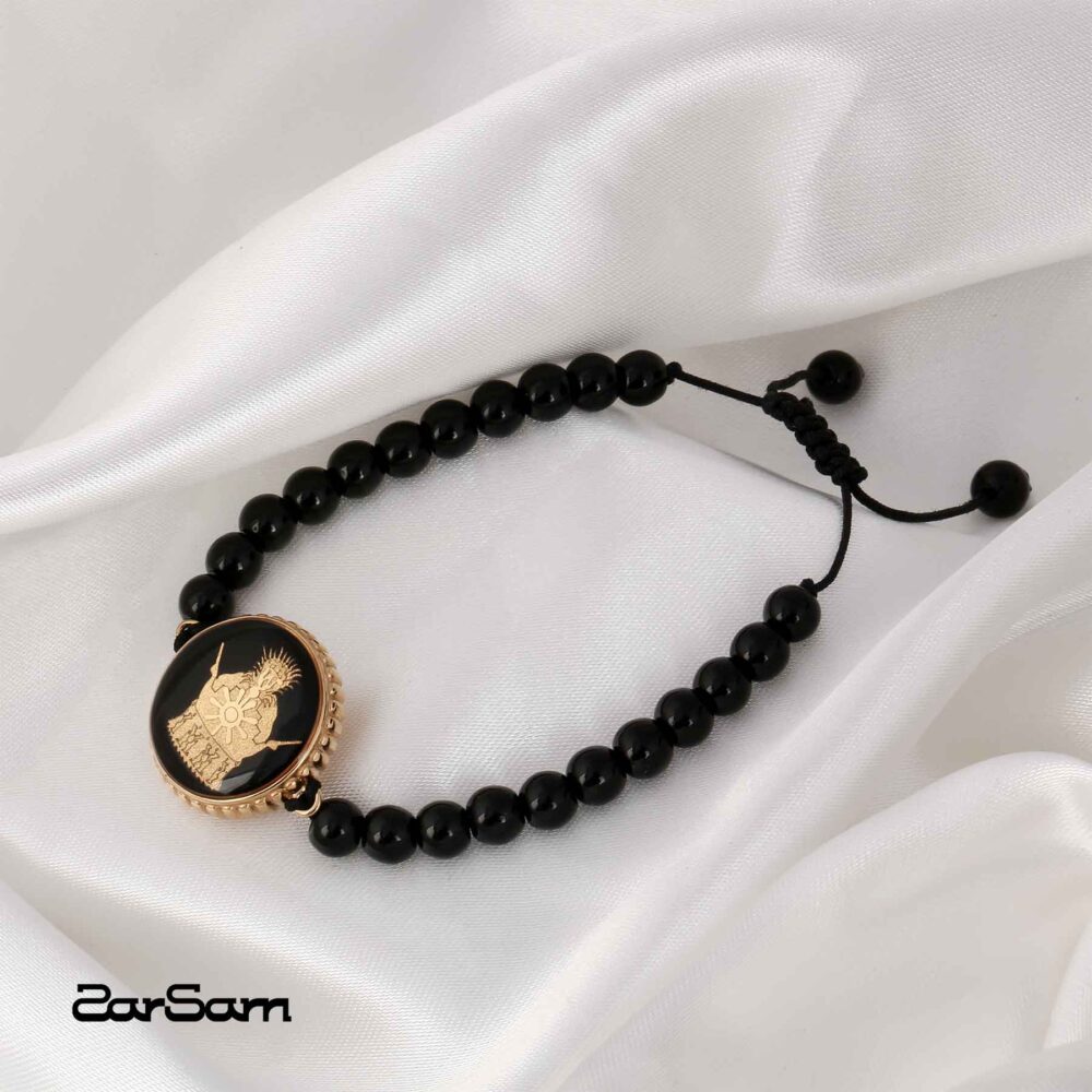 دستبند مردانه تاج با ورق طلا و سنگ سری مانی - 3