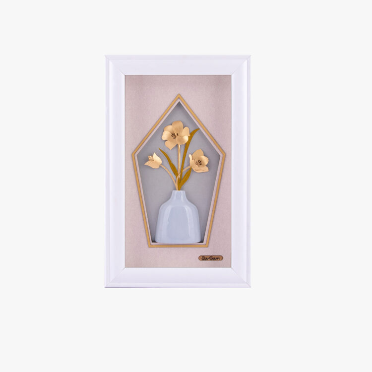 تابلو طلا طبیعت گلدان زنبق