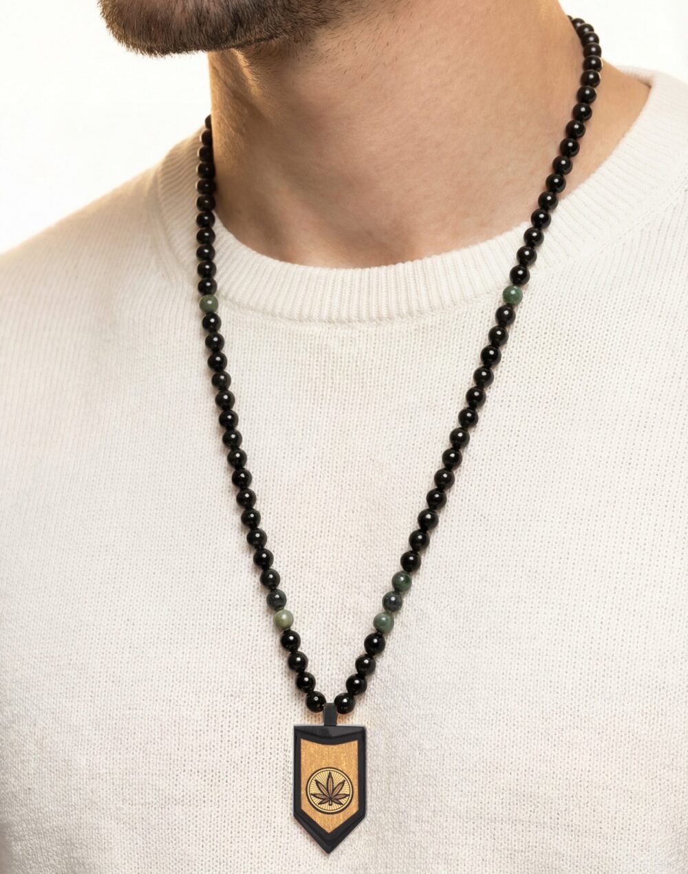 گردنبند مردانه شادان با ورق طلا و سنگ سری پیکان - 2