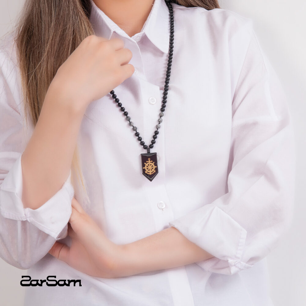 گردنبند مردانه لنگر با ورق طلا و سنگ سری پیکان - 3