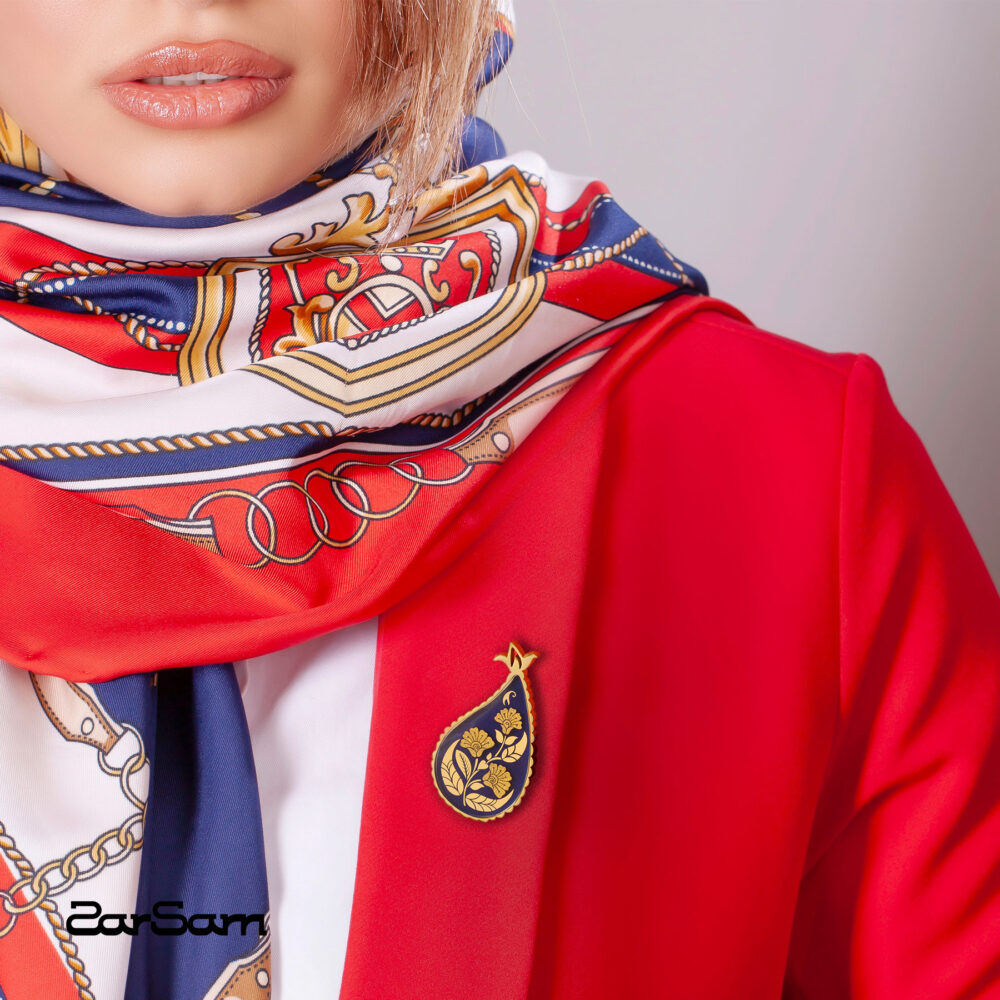 بج سینه زنانه اطلس با ورق طلا سری ترنج - 2