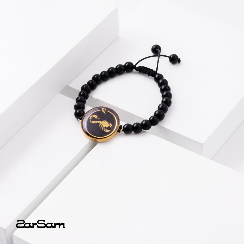 دستبند مردانه آبان V2 با ورق طلا و سنگ سری مانی کلاسیک - 4