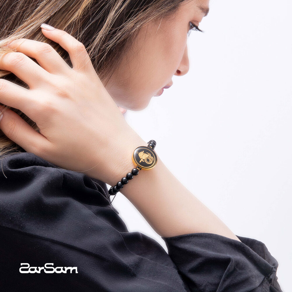 دستبند مردانه دی V2 با ورق طلا و سنگ سری مانی کلاسیک - 2