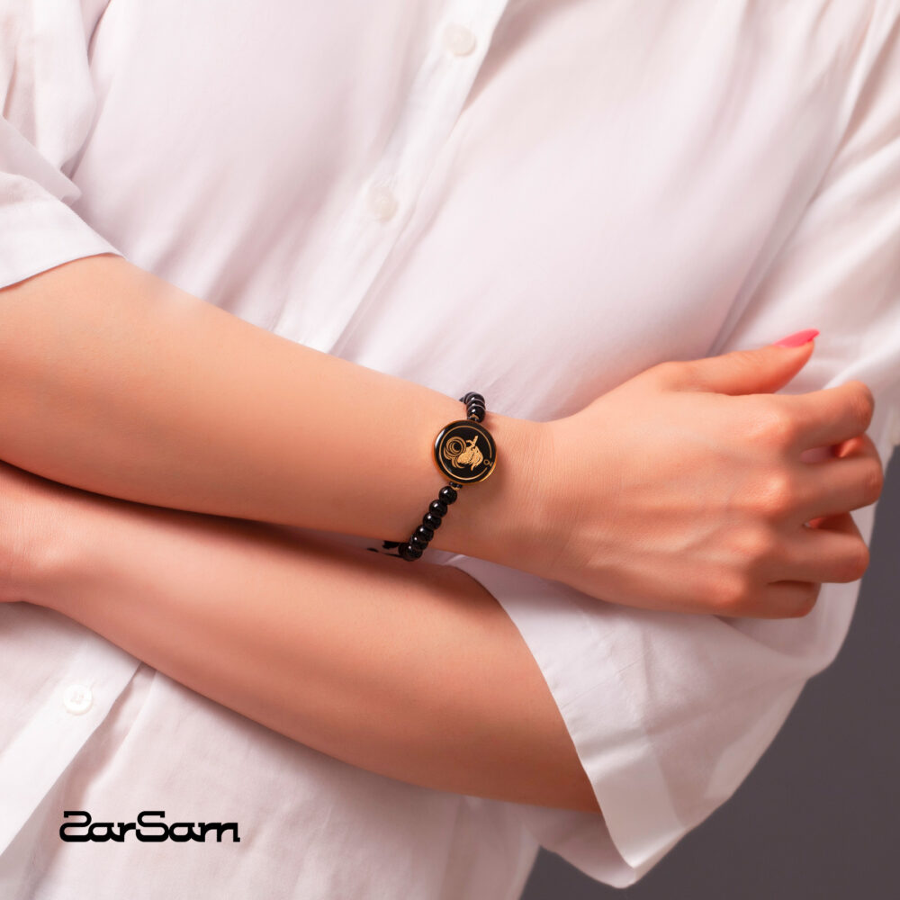 دستبند مردانه دی V2 با ورق طلا و سنگ سری مانی کلاسیک - 3