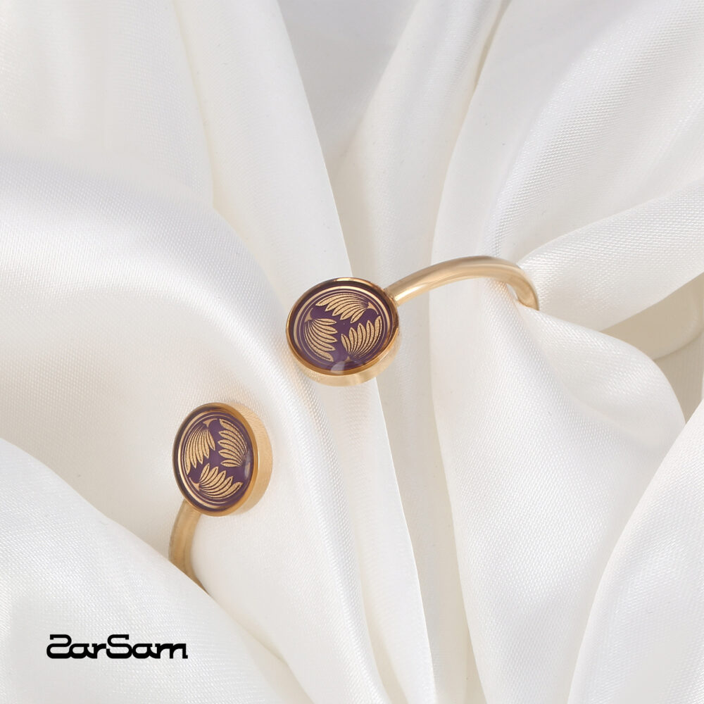 دستبند بنگل زنانه نیلگون با ورق طلا سری مهرسا - 3